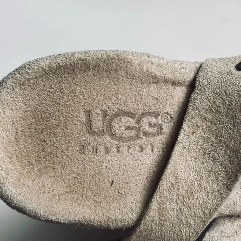 UGG Beige Suede Cork Sandals Wedge Platform Woman’s Shoe Size 9